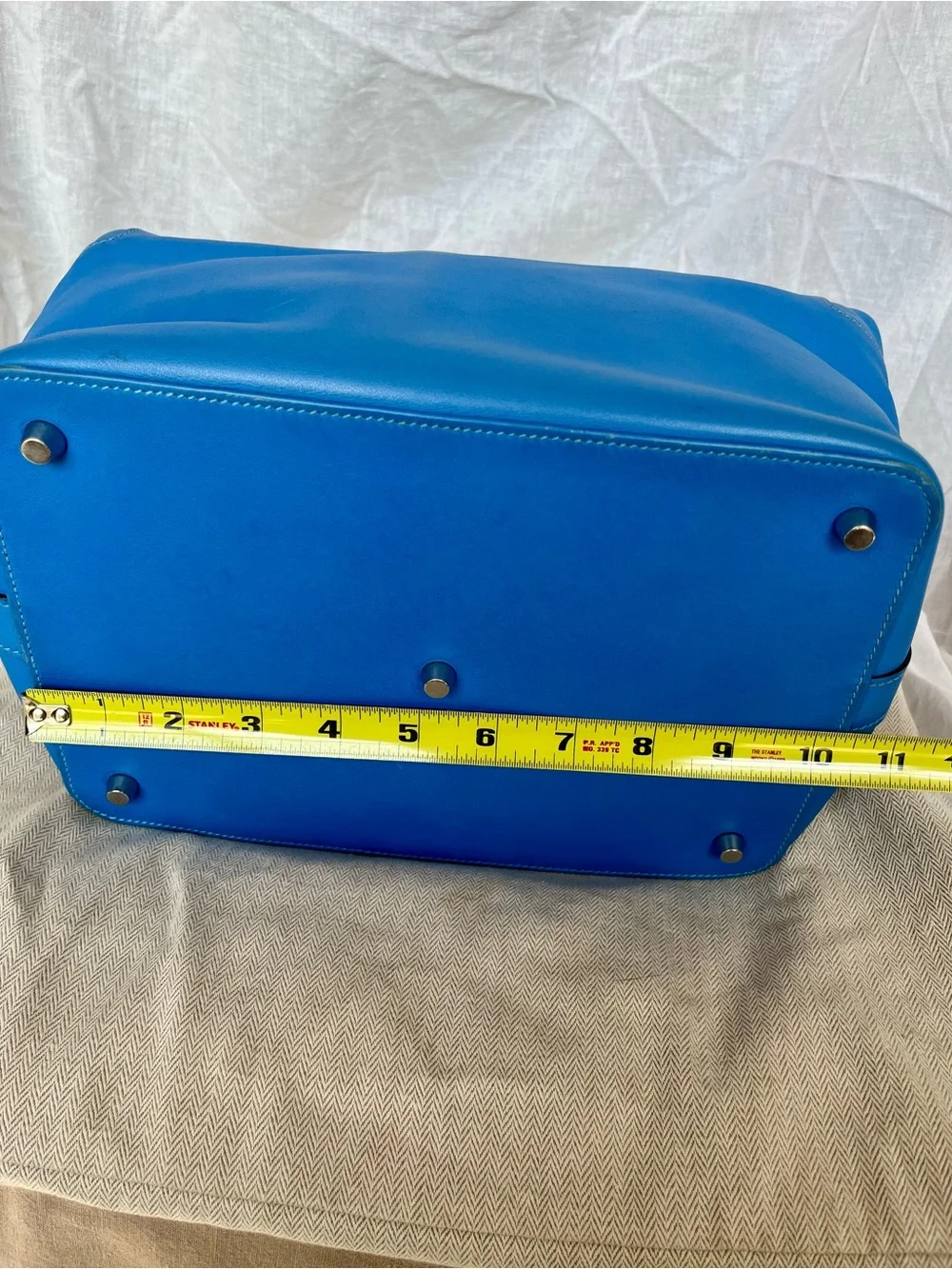 Authentic Hermès Toolbox 26 Blue Swift Leather Palladium Hardware Shoulder Bag